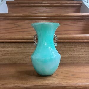 Handmade Elegant Turquoise Painted Decorative Glass Vase